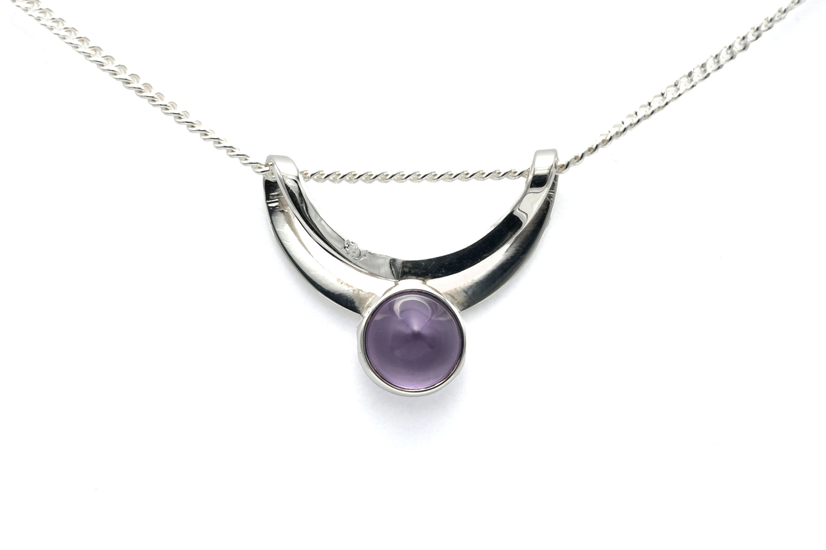 Pendentif Années 70 en argent 925 serti d'une améthyste