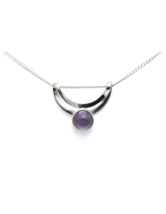 Pendentif Années 70 en argent 925 serti d'une améthyste
