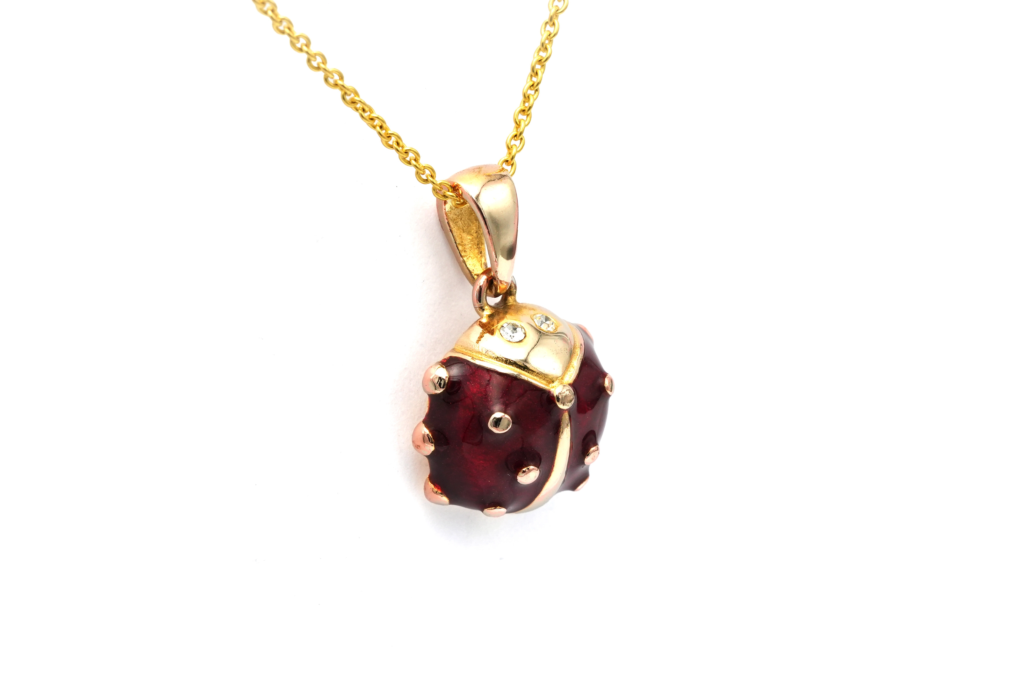 Pendentif contemporain en vermeil serti de zirconiums et d'émail