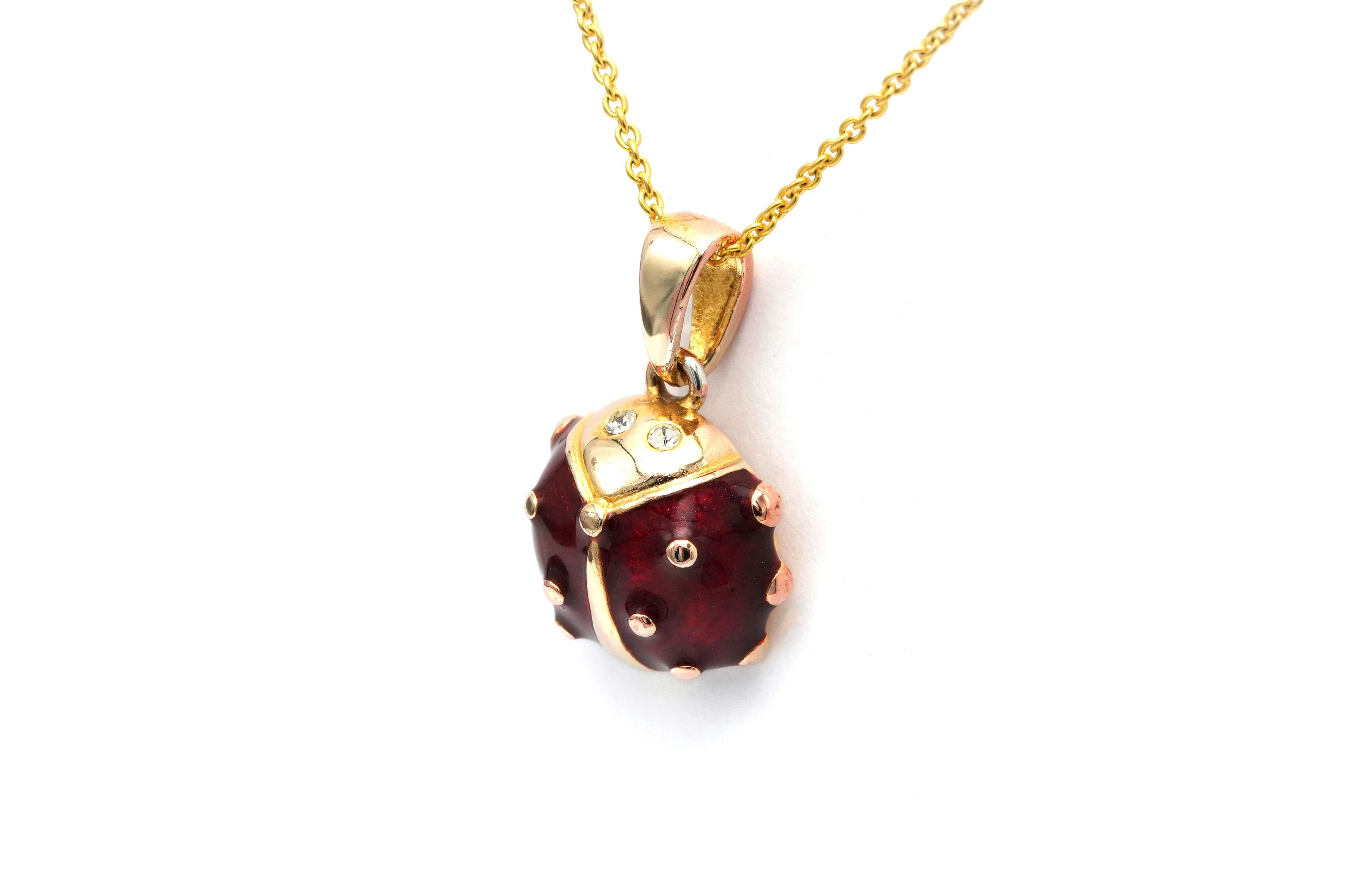 Pendentif contemporain en vermeil serti de zirconiums et d'émail