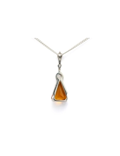 Pendentif Art Déco en argent serti de marcassites et d'une citrine