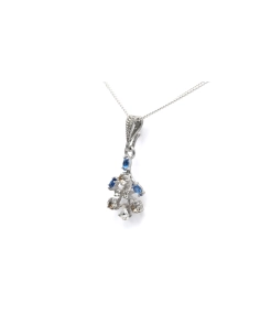 Pendentif Années 70 en argent 800 serti de strass
