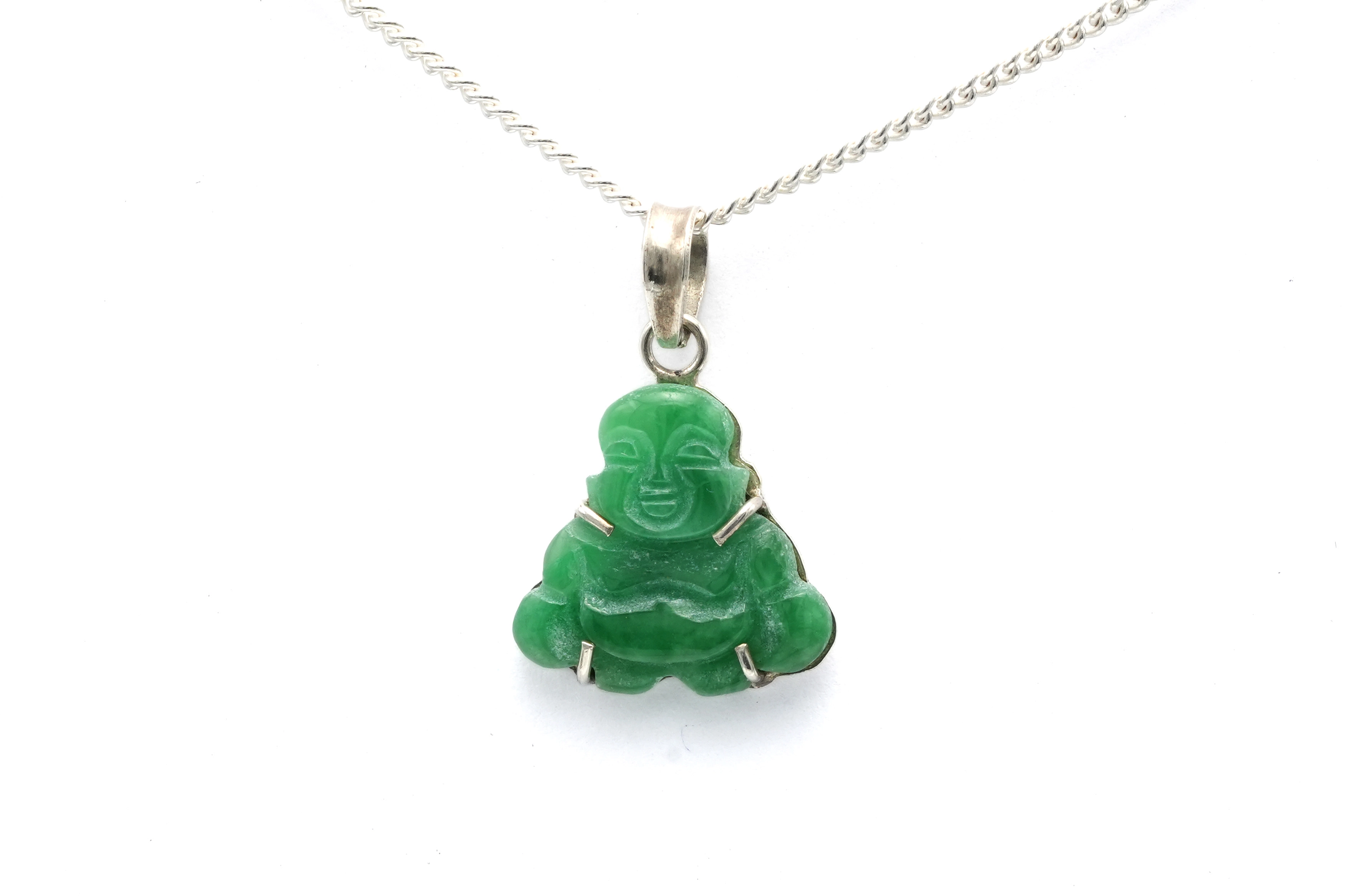 Pendentif contemporain en argent serti de jade - - 1