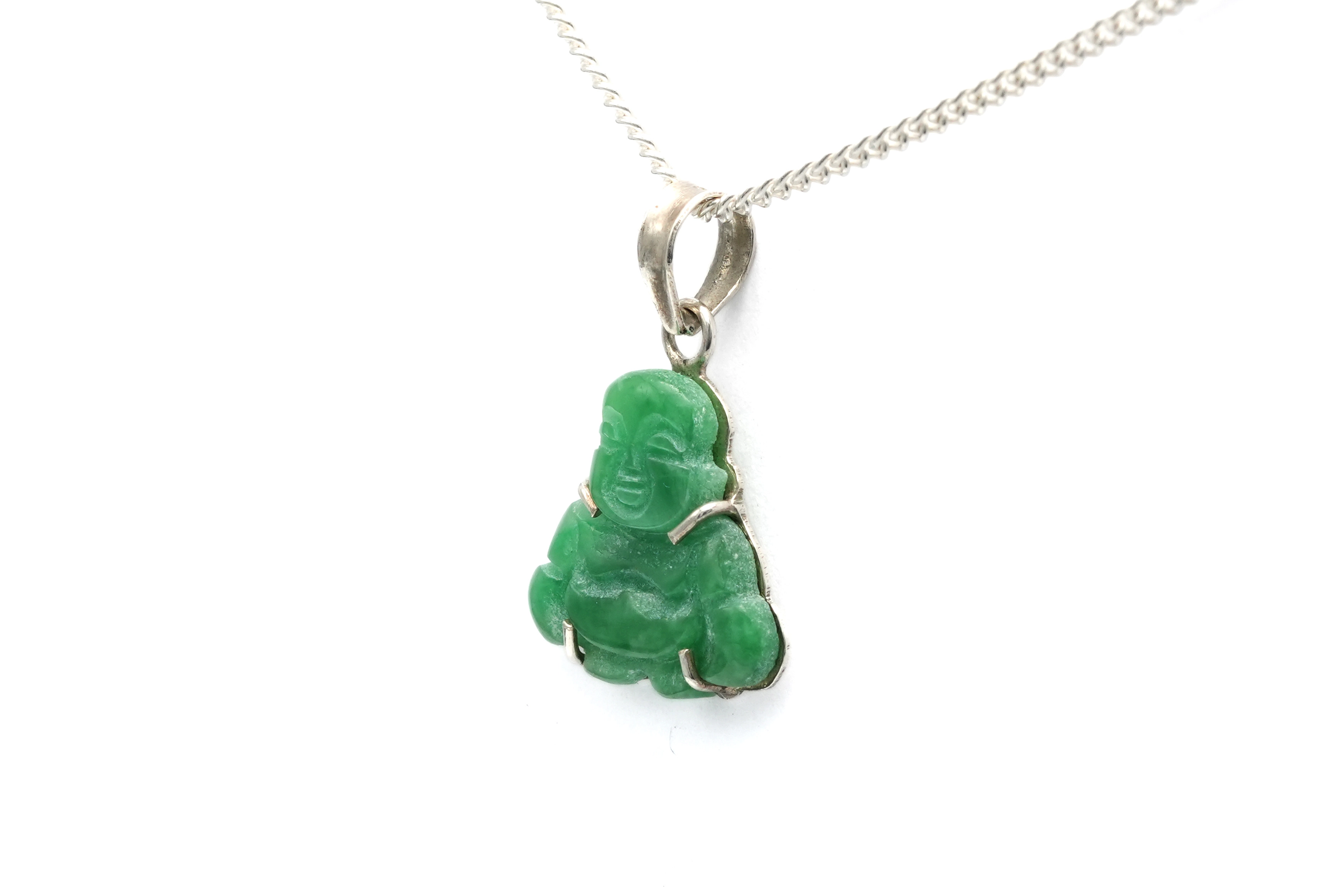 Pendentif contemporain en argent serti de jade - - 2