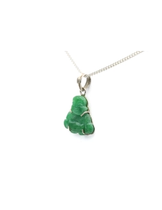 Pendentif contemporain en argent serti de jade