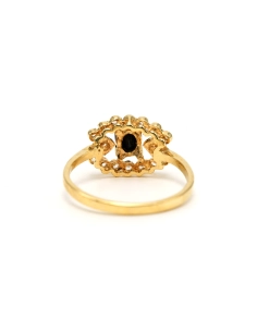 Bague Art Déco en or jaune 14 carats sertie d'un saphir et de diamants "taille" 8/8 - 4