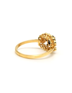 Bague Art Déco en or jaune 14 carats sertie d'un saphir et de diamants "taille" 8/8 - 5