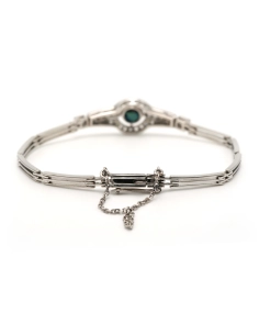 Bracelet Art Déco en or blanc 18 carats serti d'un saphir et de diamants "taille" rose - - 7