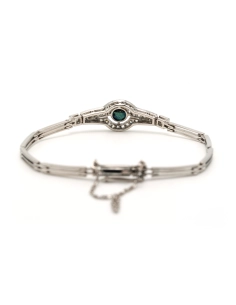 Bracelet Art Déco en or blanc 18 carats serti d'un saphir et de diamants "taille" rose - - 4