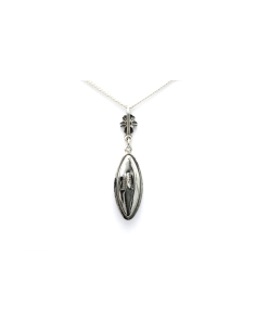 Pendentif Années 50 en argent 925 serti d'une aile de papillon sous cristal