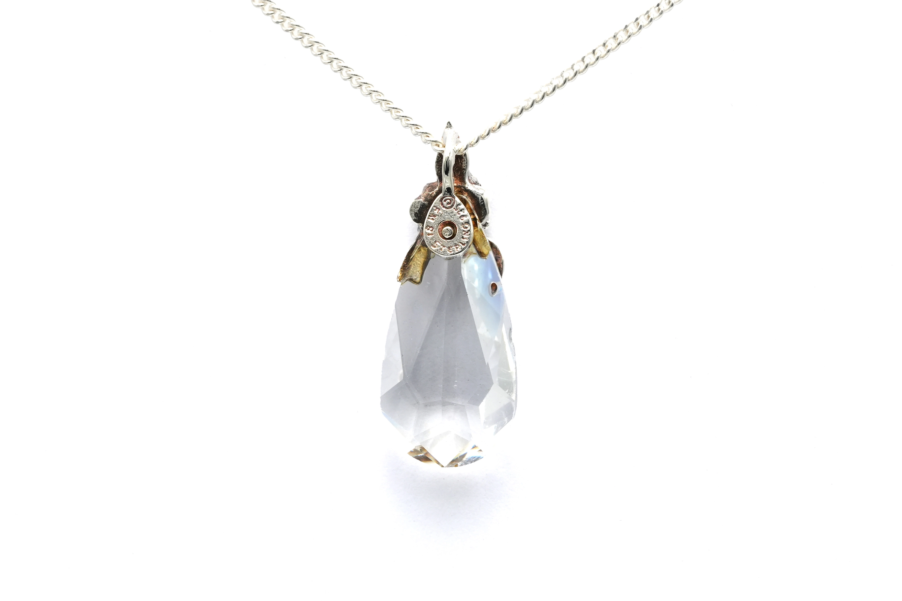 Pendentif Années 50 en argent 925 serti d'un cristal - - 4
