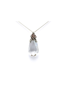 Pendentif Années 50 en argent 925 serti d'un cristal - - 1