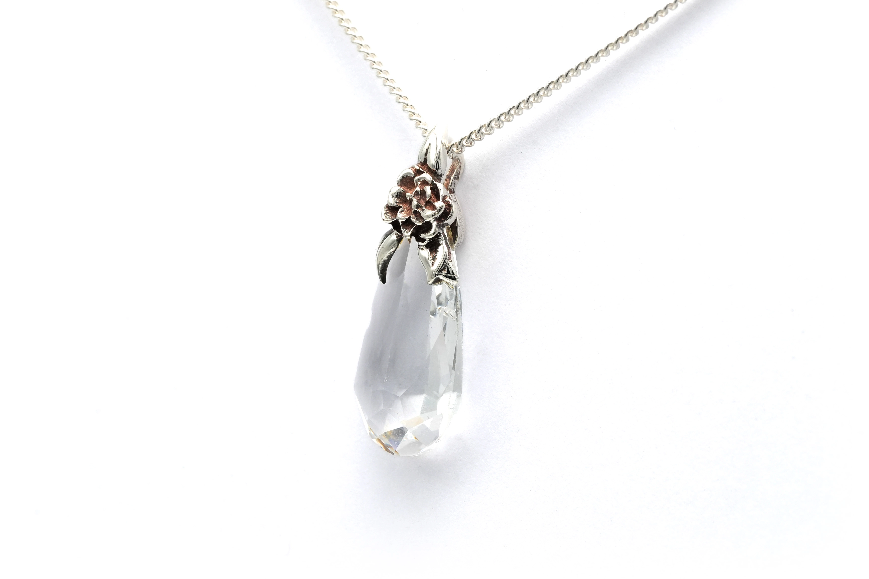 Pendentif Années 50 en argent 925 serti d'un cristal - - 2