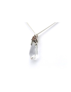 Pendentif Années 50 en argent 925 serti d'un cristal - - 2