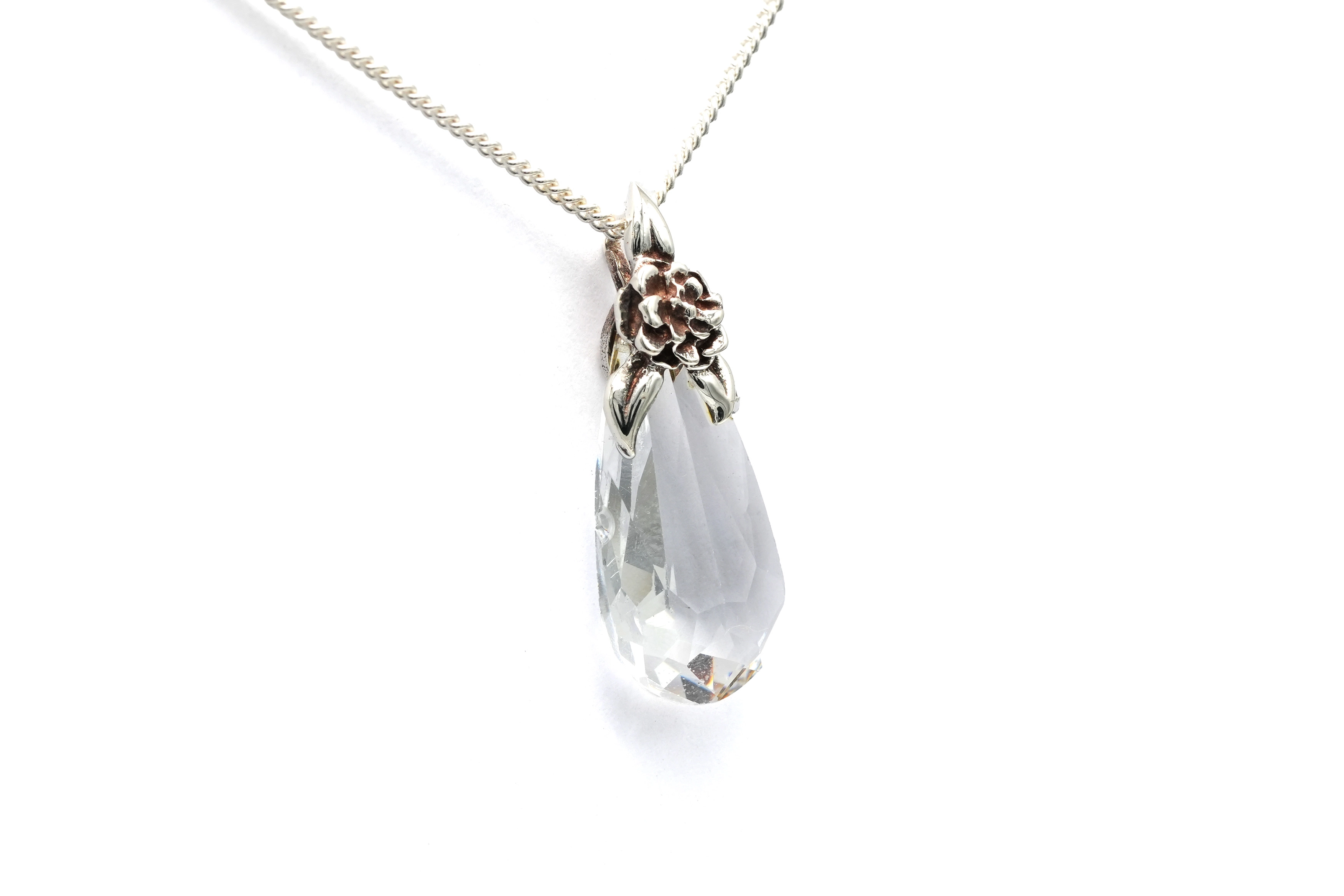 Pendentif Années 50 en argent 925 serti d'un cristal - - 3
