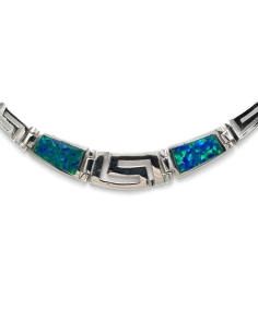 Collier contemporain en argent 925 et nacre opalisée