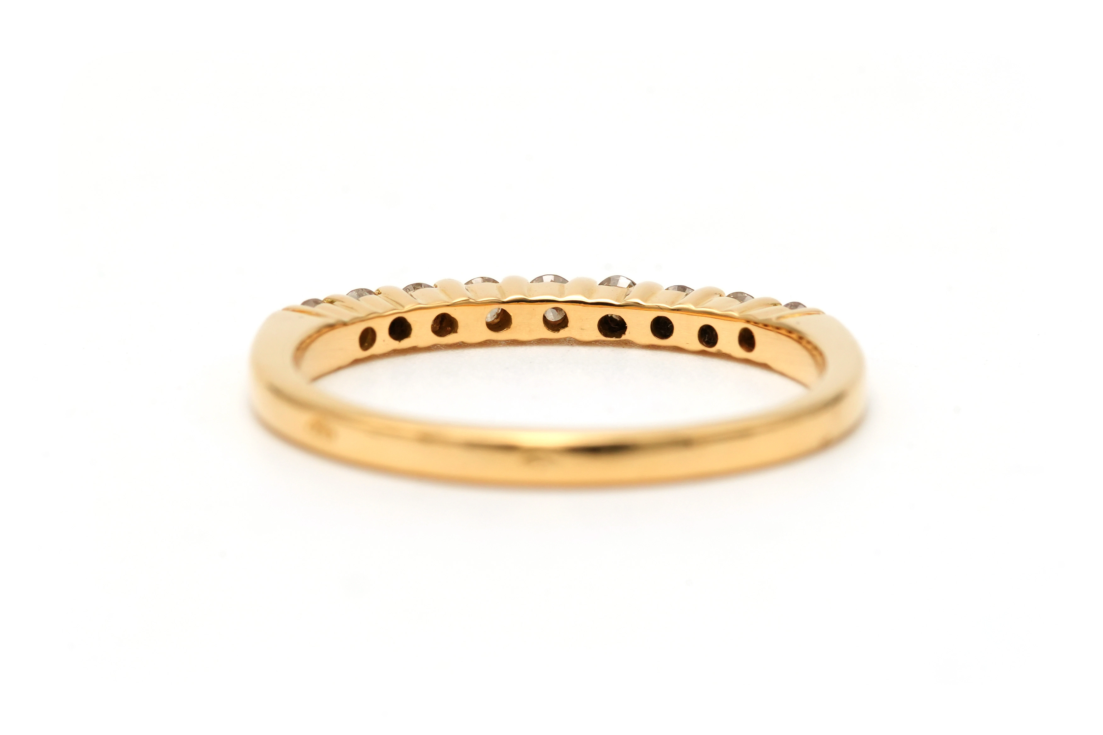 Alliance demi-américaine contemporaine en or jaune 18 carats sertie de diamants "taille" brillant (+-0.18ct) - - 4