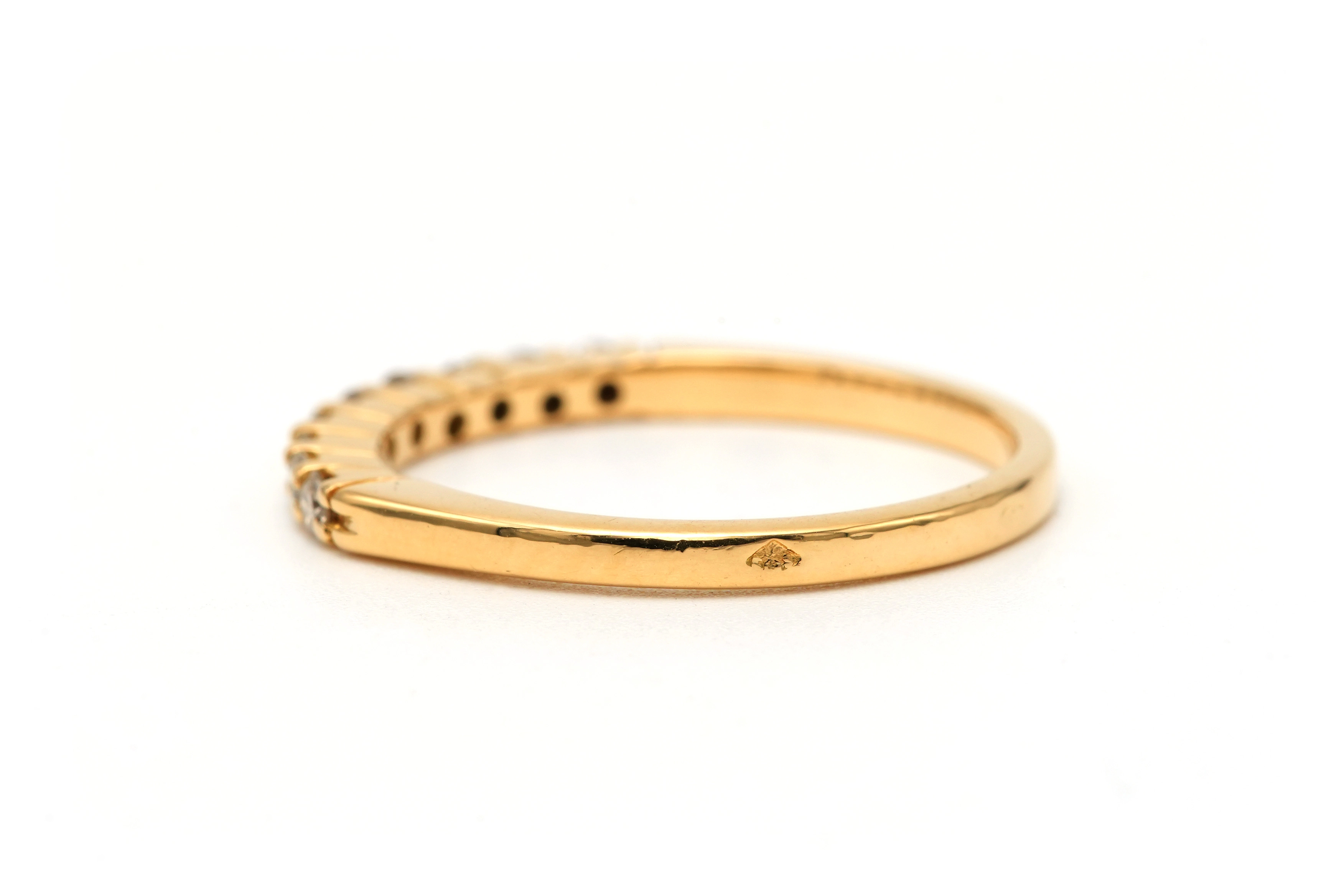 Alliance demi-américaine contemporaine en or jaune 18 carats sertie de diamants "taille" brillant (+-0.18ct) - - 3