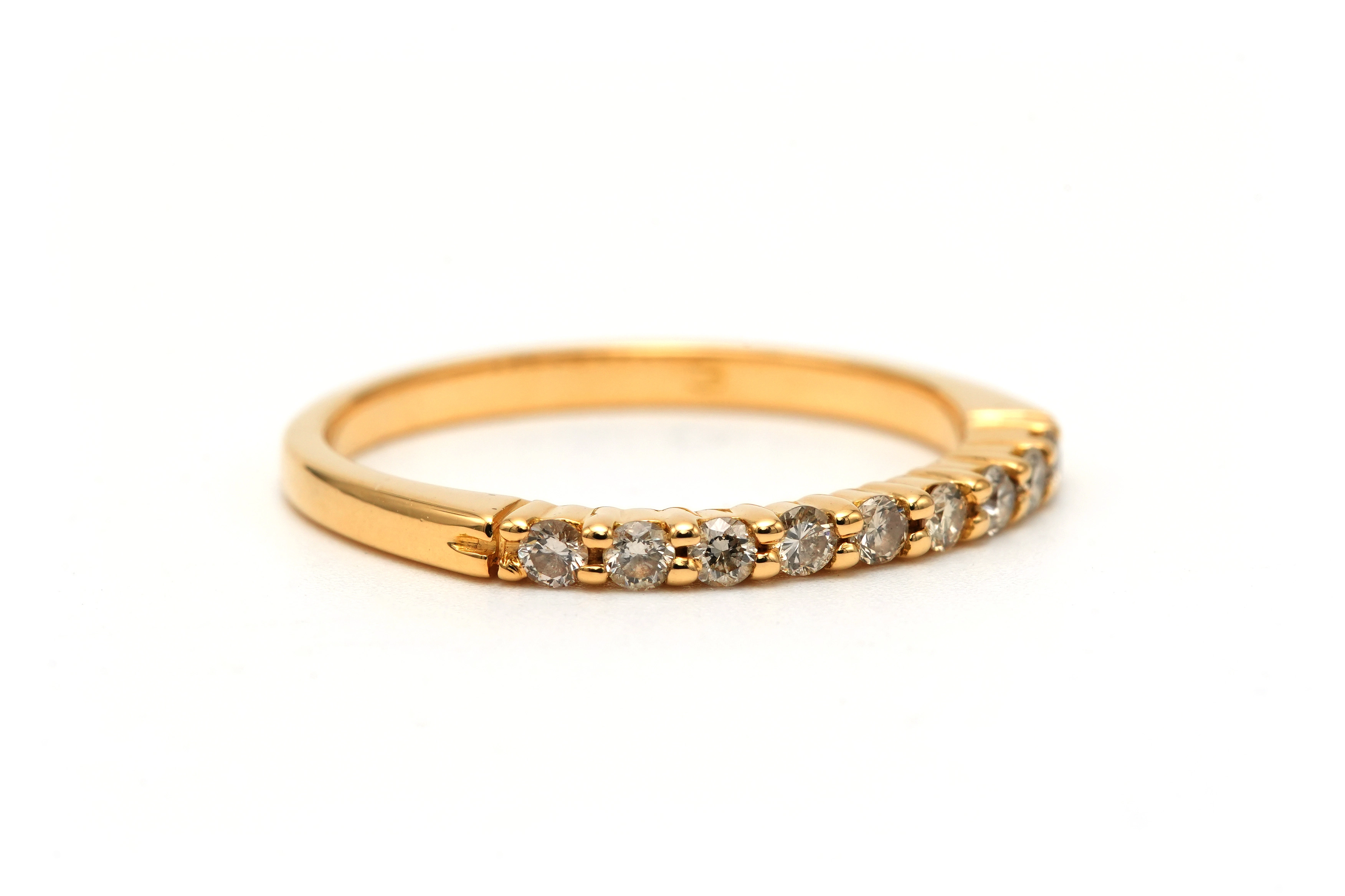 Alliance demi-américaine contemporaine en or jaune 18 carats sertie de diamants "taille" brillant (+-0.18ct) - - 6