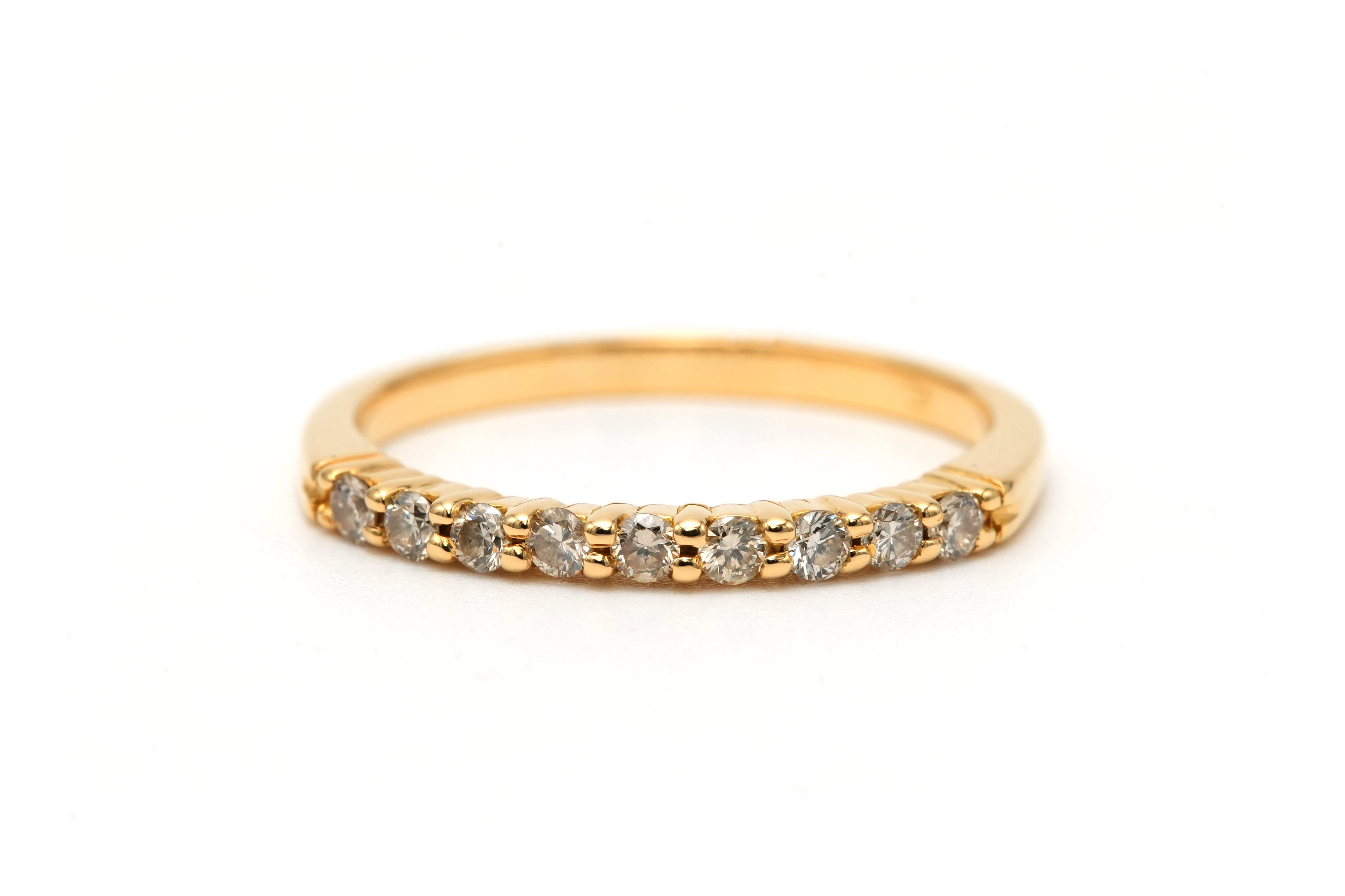Alliance demi-américaine contemporaine en or jaune 18 carats sertie de diamants "taille" brillant (+-0.18ct) - - 1