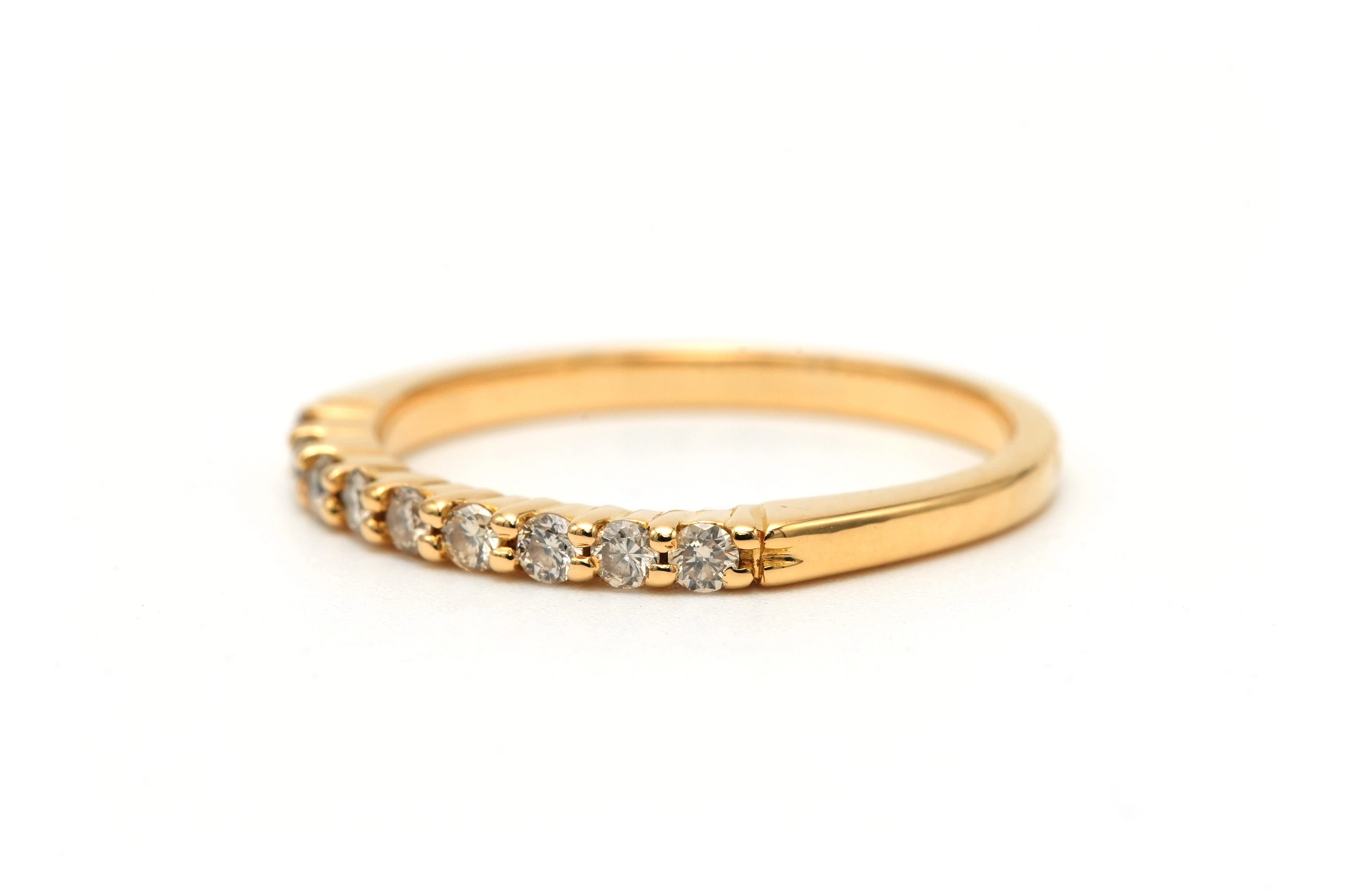 Alliance demi-américaine contemporaine en or jaune 18 carats sertie de diamants "taille" brillant (+-0.18ct) - - 2