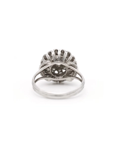 Bague Années 50 en or blanc 18 carats sertie de diamants "taille" brillant (+-1.14ct) - 4