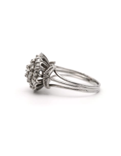 Bague Années 50 en or blanc 18 carats sertie de diamants "taille" brillant (+-1.14ct) - 3