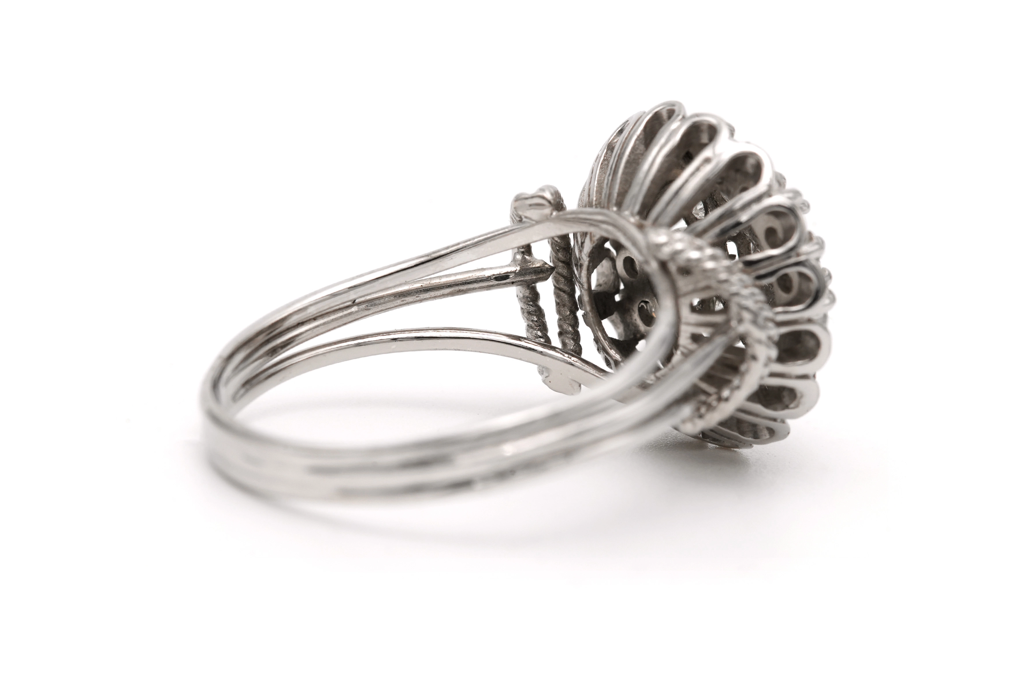 Bague Années 50 en or blanc 18 carats sertie de diamants "taille" brillant (+-1.14ct) - 5
