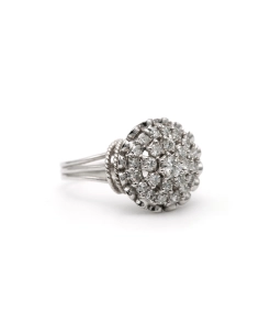 Bague Années 50 en or blanc 18 carats sertie de diamants "taille" brillant (+-1.14ct) - 6