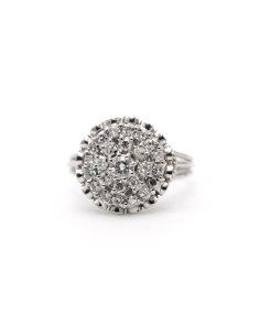 Bague Années 50 en or blanc 18 carats sertie de diamants "taille" brillant (+-1.14ct) - 1