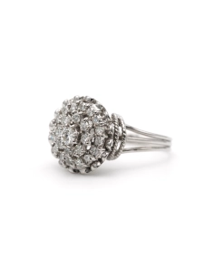 Bague Années 50 en or blanc 18 carats sertie de diamants "taille" brillant (+-1.14ct) - 2