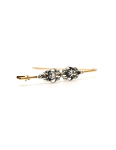 Broche Napoléon III en or jaune 18 carats et argent sertie de diamants "taille" rose - - 3