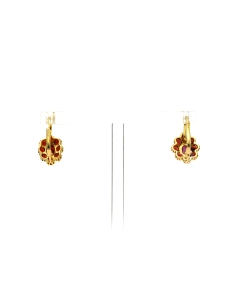 Boucles d'oreilles contemporaines en or jaune 18 carats serties de grenats - - 4
