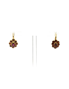 Boucles d'oreilles contemporaines en or jaune 18 carats serties de grenats - - 1