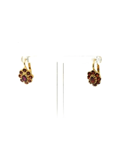 Boucles d'oreilles contemporaines en or jaune 18 carats serties de grenats - - 2