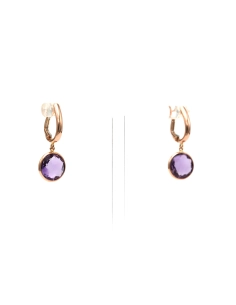 Boucles d'oreilles contemporaines en or rose 18 carats serties d'améthystes - 2