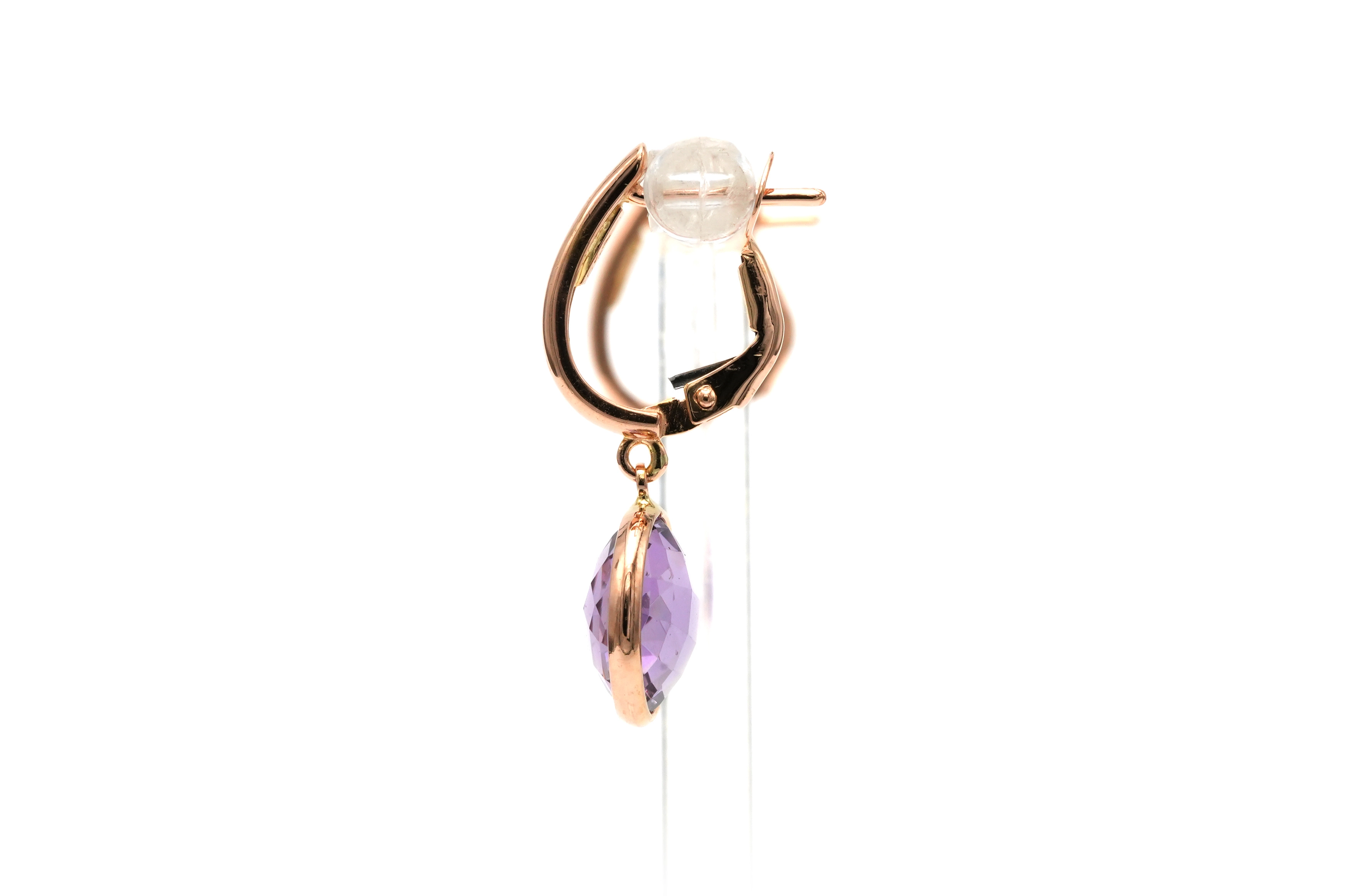 Boucles d'oreilles contemporaines en or rose 18 carats serties d'améthystes - - 3