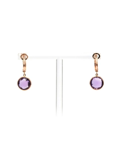 Boucles d'oreilles contemporaines en or rose 18 carats serties d'améthystes - 4