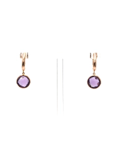 Boucles d'oreilles contemporaines en or rose 18 carats serties d'améthystes - - 1