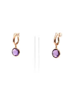 Boucles d'oreilles contemporaines en or rose 18 carats serties d'améthystes - 6