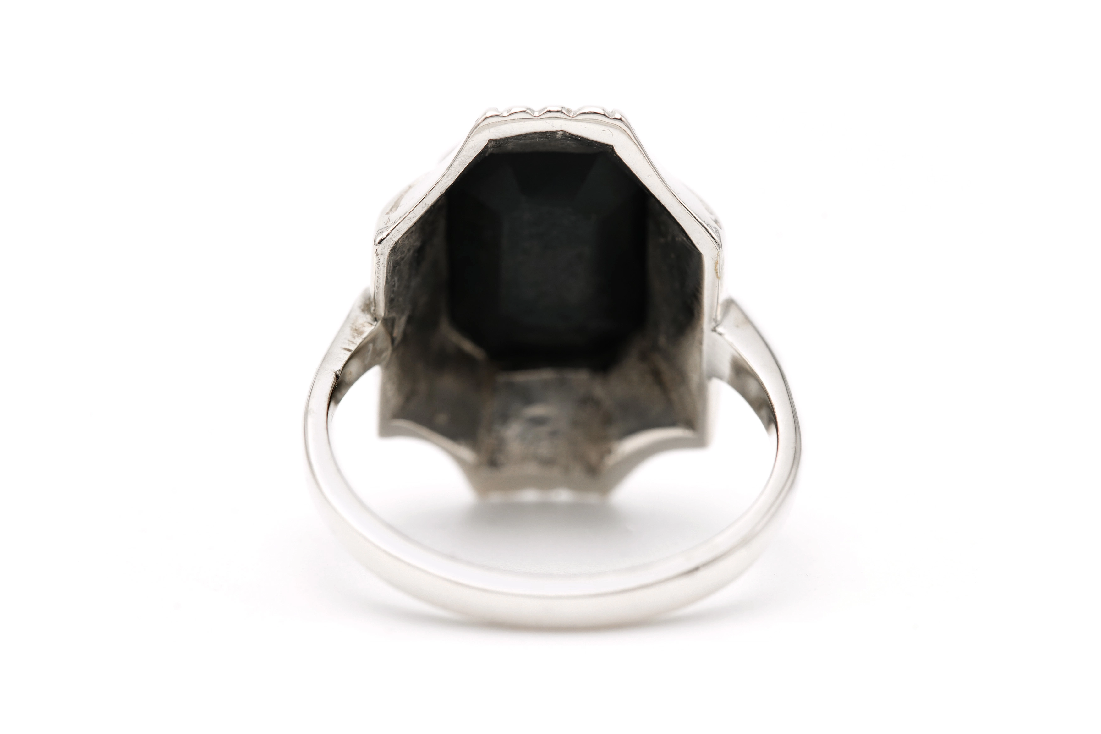 Bague Années 50 en argent 835 sertie d'onyx - - 4