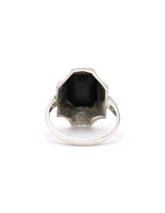 Bague Années 50 en argent 835 sertie d'onyx - - 4