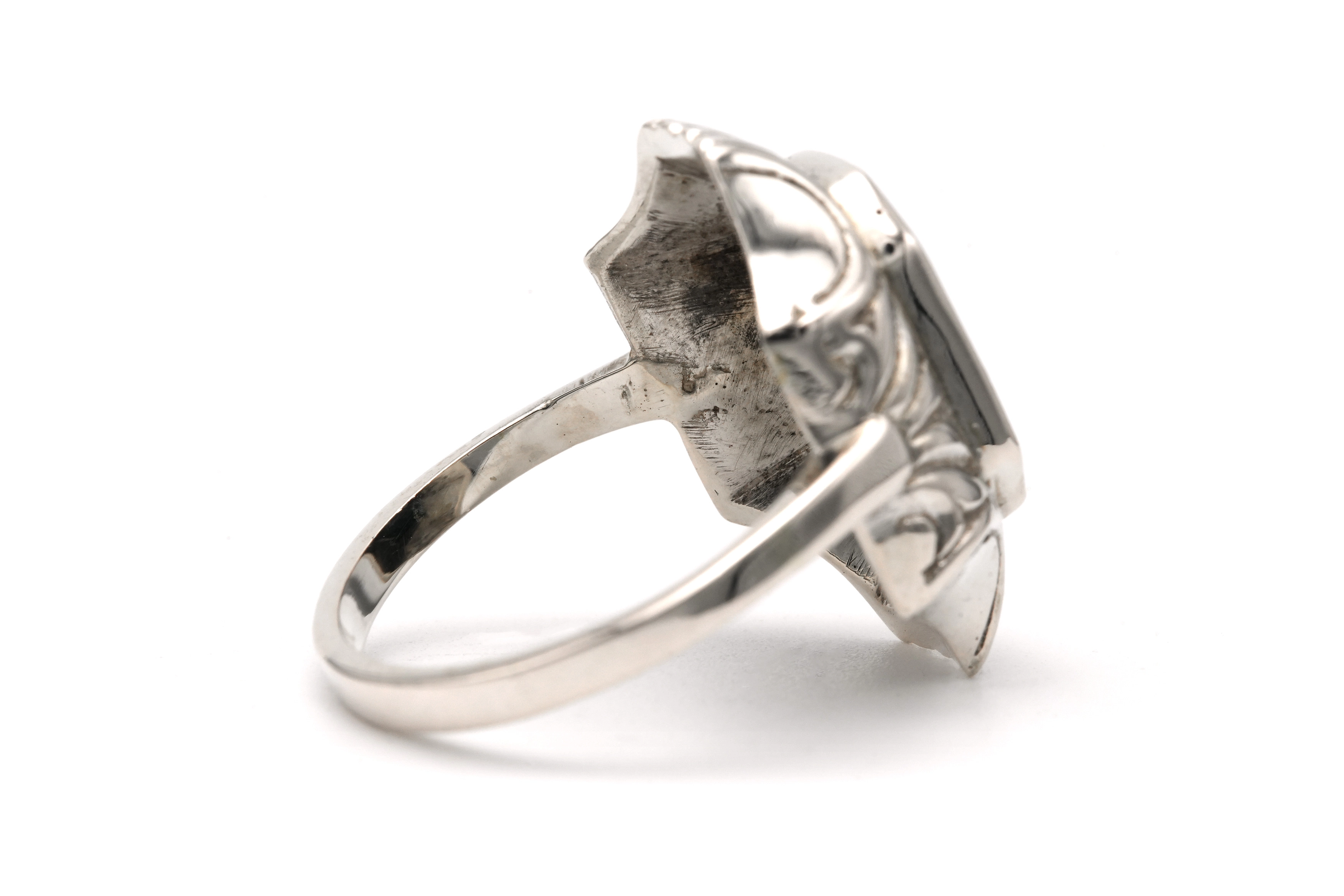 Bague Années 50 en argent 835 sertie d'onyx - - 5