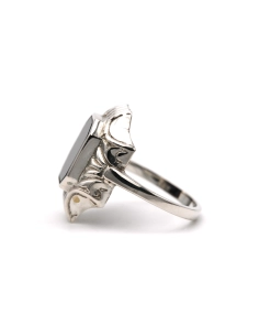 Bague Années 50 en argent 835 sertie d'onyx - - 3