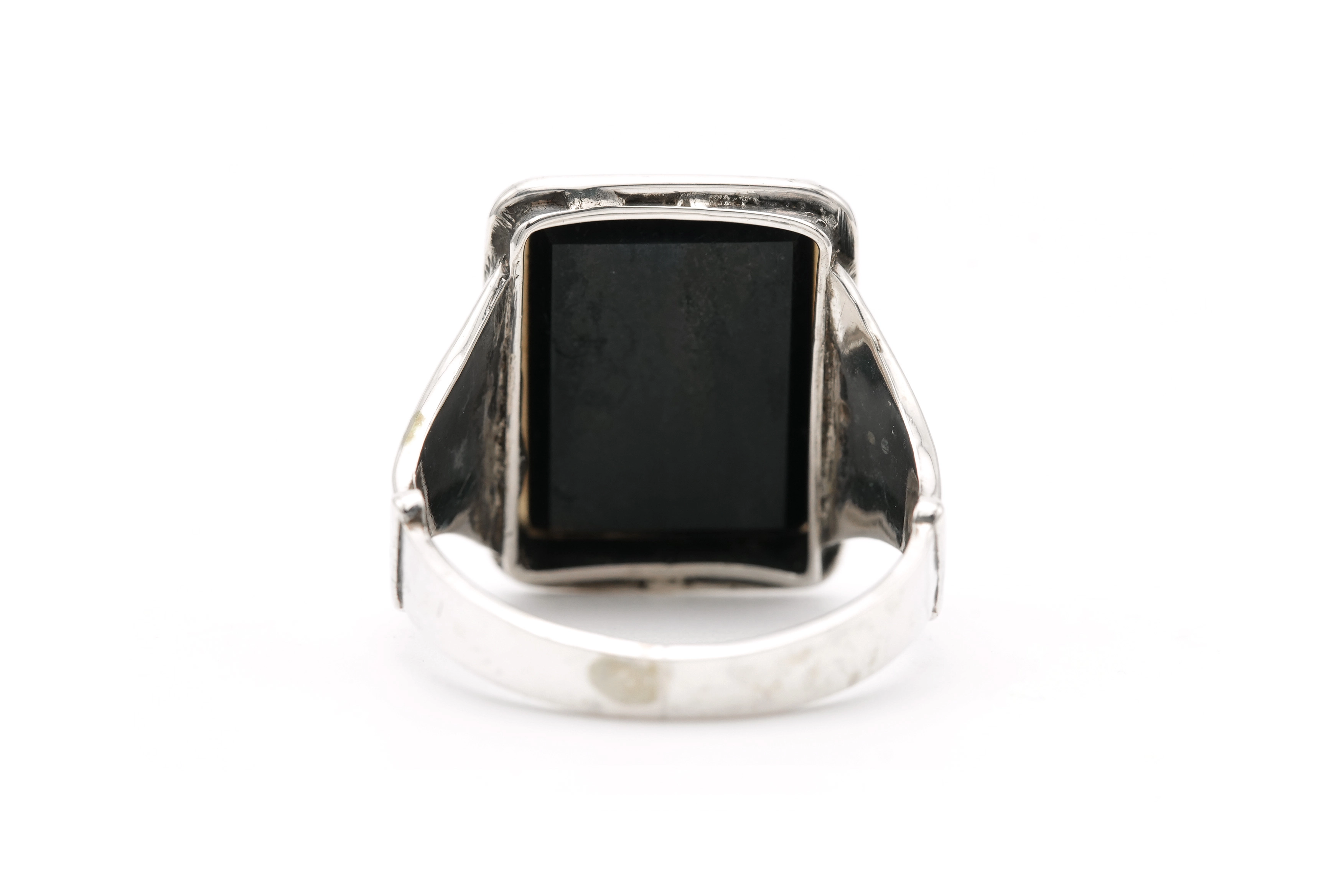Bague Art Déco en argent 835 sertie d'onyx - 4