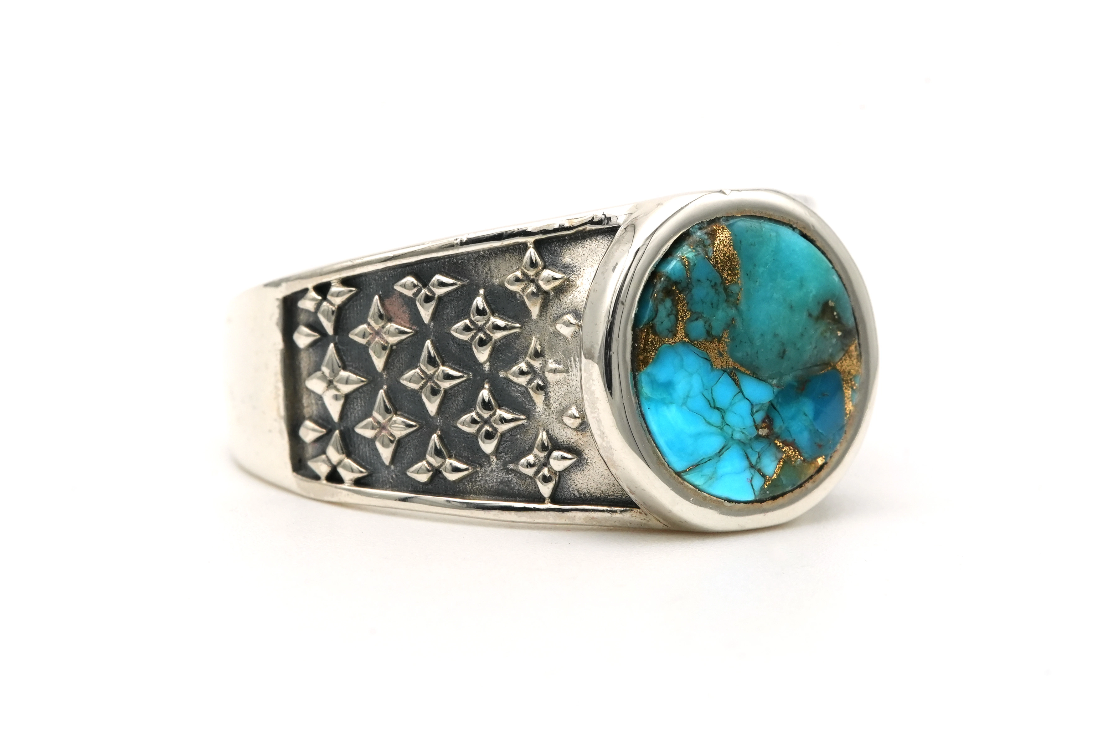 Bague contemporaine en argent 925 sertie d'une turquoise