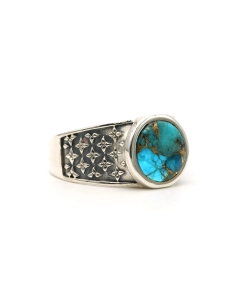 Bague contemporaine en argent 925 sertie d'une turquoise