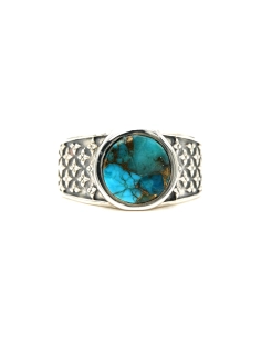 Bague contemporaine en argent 925 sertie d'une turquoise