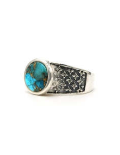 Bague contemporaine en argent 925 sertie d'une turquoise