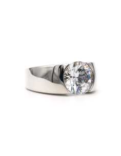 Bague contemporaine en argent 925 sertie d'un zirconium - - 6